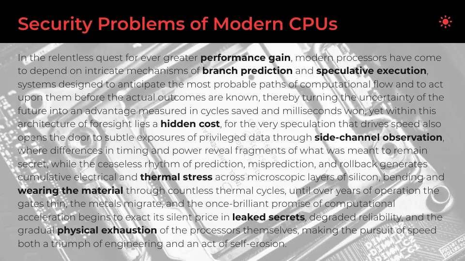 Security Problems Of Modern Cpus